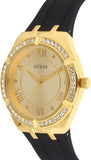 Buy Shop Guess Cosmo Diamonds Gold Dial Black Rubber Strap Watch for Women - GW0034L1 USA Online