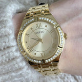 Buy Shop Guess Cosmo Diamonds Gold Dial Gold Steel Strap Watch For Women - GW0033L2 USA Online