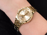 Buy Shop Guess Cosmo Diamonds Gold Dial Gold Steel Strap Watch For Women - GW0033L2 USA Online