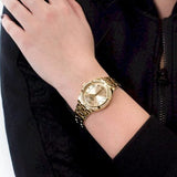 Buy Shop Guess Cosmo Diamonds Gold Dial Gold Steel Strap Watch For Women - GW0033L2 USA Online