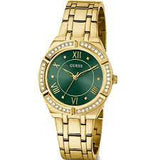 Buy Shop Guess Cosmo Diamonds Green Dial Gold Steel Strap Watch for Women - GW0033L8 USA Online