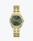 Buy Shop Guess Cosmo Diamonds Green Dial Gold Steel Strap Watch for Women - GW0033L8 USA Online