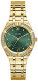 Buy Shop Guess Cosmo Diamonds Green Dial Gold Steel Strap Watch for Women - GW0033L8 USA Online
