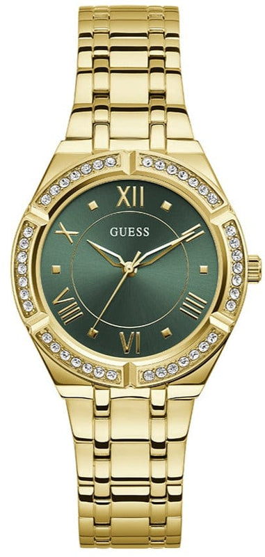 Buy Shop Guess Cosmo Diamonds Green Dial Gold Steel Strap Watch for Women - GW0033L8 USA Online