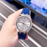 Buy Shop Guess Cosmo Diamonds Silver Dial Blue Rubber Strap Watch for Women - GW0034L5 USA Online