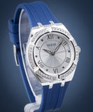 Buy Shop Guess Cosmo Diamonds Silver Dial Blue Rubber Strap Watch for Women - GW0034L5 USA Online