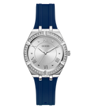 Buy Shop Guess Cosmo Diamonds Silver Dial Blue Rubber Strap Watch for Women - GW0034L5 USA Online