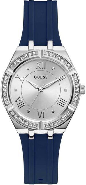 Buy Shop Guess Cosmo Diamonds Silver Dial Blue Rubber Strap Watch for Women - GW0034L5 USA Online