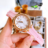 Buy Shop Guess Cosmo Diamonds Silver Dial Pink Silicone Strap Watch for Women - GW0034L3 USA Online