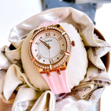 Buy Shop Guess Cosmo Diamonds Silver Dial Pink Silicone Strap Watch for Women - GW0034L3 USA Online
