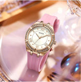 Buy Shop Guess Cosmo Diamonds Silver Dial Pink Silicone Strap Watch for Women - GW0034L3 USA Online