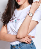 Buy Shop Guess Cosmo Diamonds Silver Dial Pink Silicone Strap Watch for Women - GW0034L3 USA Online