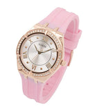 Buy Shop Guess Cosmo Diamonds Silver Dial Pink Silicone Strap Watch for Women - GW0034L3 USA Online