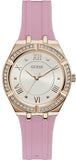 Buy Shop Guess Cosmo Diamonds Silver Dial Pink Silicone Strap Watch for Women - GW0034L3 USA Online
