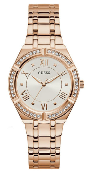 Buy Shop Guess Cosmo Diamonds Silver Dial Rose Gold Steel Strap Watch For Women - GW0033L3 USA Online