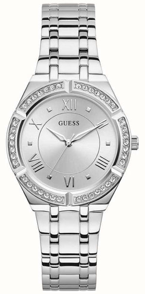 Buy Shop Guess Cosmo Diamonds Silver Dial Silver Steel Strap Watch For Women - GW0033L1 USA Online