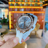 Buy Shop Guess Cosmo Diamonds Silver Dial White Rubber Strap Watch for Women - GW0034L2 USA Online