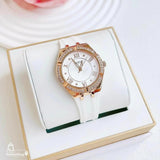 Buy Shop Guess Cosmo Diamonds Silver Dial White Rubber Strap Watch for Women - GW0034L2 USA Online