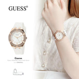 Buy Shop Guess Cosmo Diamonds Silver Dial White Rubber Strap Watch for Women - GW0034L2 USA Online