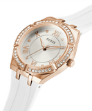 Buy Shop Guess Cosmo Diamonds Silver Dial White Rubber Strap Watch for Women - GW0034L2 USA Online
