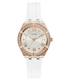 Buy Shop Guess Cosmo Diamonds Silver Dial White Rubber Strap Watch for Women - GW0034L2 USA Online