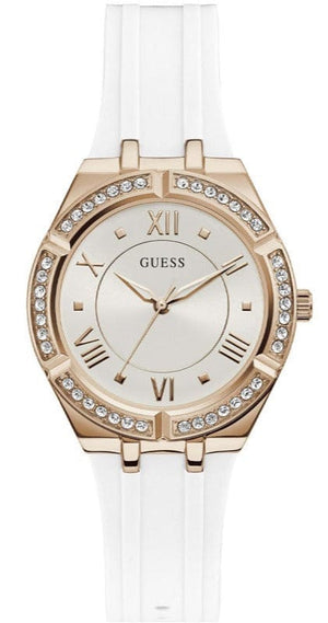 Buy Shop Guess Cosmo Diamonds Silver Dial White Rubber Strap Watch for Women - GW0034L2 USA Online
