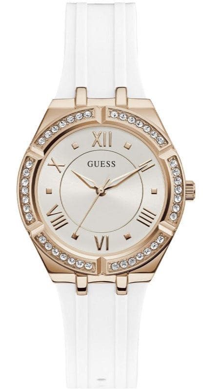 Buy Shop Guess Cosmo Diamonds Silver Dial White Rubber Strap Watch for Women - GW0034L2 USA Online