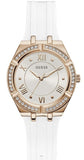 Buy Shop Guess Cosmo Diamonds Silver Dial White Rubber Strap Watch for Women - GW0034L2 USA Online