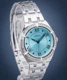 Buy Shop Guess Cosmo Diamonds Turquoise Dial Silver Steel Strap Watch for Women - GW0033L7 USA Online