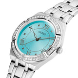 Buy Shop Guess Cosmo Diamonds Turquoise Dial Silver Steel Strap Watch for Women - GW0033L7 USA Online