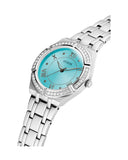 Buy Shop Guess Cosmo Diamonds Turquoise Dial Silver Steel Strap Watch for Women - GW0033L7 USA Online