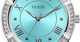 Buy Shop Guess Cosmo Diamonds Turquoise Dial Silver Steel Strap Watch for Women - GW0033L7 USA Online
