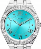 Buy Shop Guess Cosmo Diamonds Turquoise Dial Silver Steel Strap Watch for Women - GW0033L7 USA Online