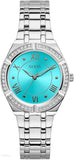 Buy Shop Guess Cosmo Diamonds Turquoise Dial Silver Steel Strap Watch for Women - GW0033L7 USA Online