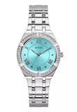 Buy Shop Guess Cosmo Diamonds Turquoise Dial Silver Steel Strap Watch for Women - GW0033L7 USA Online