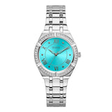 Buy Shop Guess Cosmo Diamonds Turquoise Dial Silver Steel Strap Watch for Women - GW0033L7 USA Online