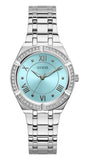 Buy Shop Guess Cosmo Diamonds Turquoise Dial Silver Steel Strap Watch for Women - GW0033L7 USA Online