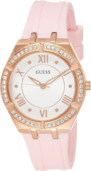 Buy Shop Guess Cosmo Diamonds Silver Dial Pink Silicone Strap Watch for Women - GW0034L3 USA Online
