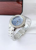 Buy Shop Guess Crown Jewel Diamonds Blue Dial Silver Steel Strap Watch for Women - GW0410L1 USA Online