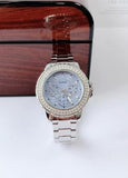 Buy Shop Guess Crown Jewel Diamonds Blue Dial Silver Steel Strap Watch for Women - GW0410L1 USA Online