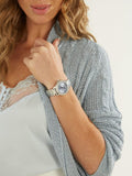 Buy Shop Guess Crown Jewel Diamonds Blue Dial Silver Steel Strap Watch for Women - GW0410L1 USA Online
