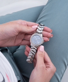 Buy Shop Guess Crown Jewel Diamonds Blue Dial Silver Steel Strap Watch for Women - GW0410L1 USA Online