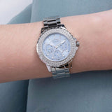Buy Shop Guess Crown Jewel Diamonds Blue Dial Silver Steel Strap Watch for Women - GW0410L1 USA Online