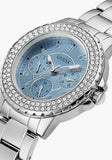 Buy Shop Guess Crown Jewel Diamonds Blue Dial Silver Steel Strap Watch for Women - GW0410L1 USA Online