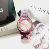 Buy Shop Guess Crown Jewel Diamonds Purple Dial Purple Steel Strap Watch for Women - GW0410L4 USA Online