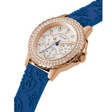 Buy Shop Guess Crown Jewel Diamonds White Dial Blue Rubber Strap Watch for Women - GW0411L2 USA Online