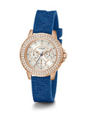 Buy Shop Guess Crown Jewel Diamonds White Dial Blue Rubber Strap Watch for Women - GW0411L2 USA Online