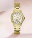Buy Shop Guess Crown Jewel Diamonds White Dial Gold Steel Strap Watch for Women - GW0410L2 USA Online