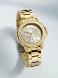 Buy Shop Guess Crown Jewel Diamonds White Dial Gold Steel Strap Watch for Women - GW0410L2 USA Online