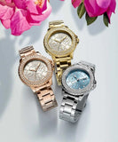 Buy Shop Guess Crown Jewel Diamonds White Dial Gold Steel Strap Watch for Women - GW0410L2 USA Online